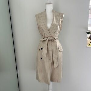 H&M Cream Pinstripe Midi Dress